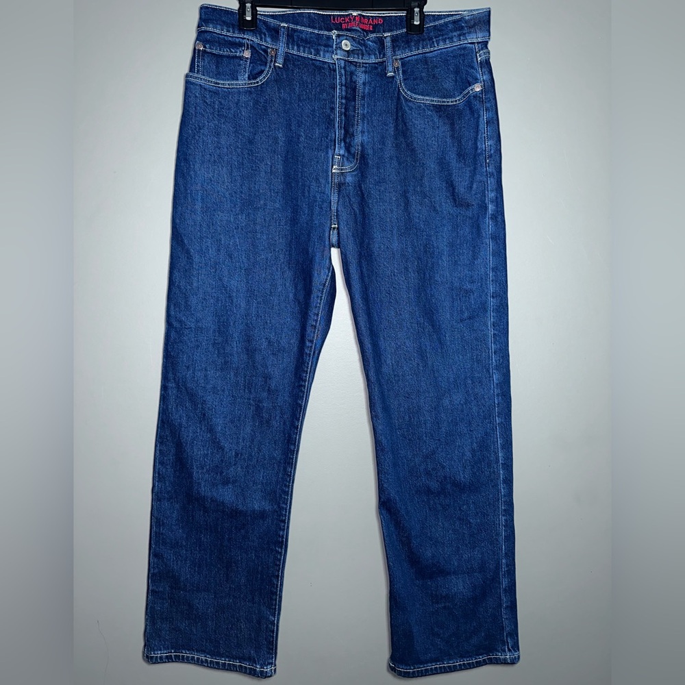 Men’s Lucky Brand Straight Leg Jeans Dark Wash Button Fly W34 L30